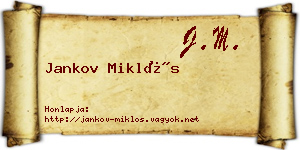 Jankov Miklós névjegykártya